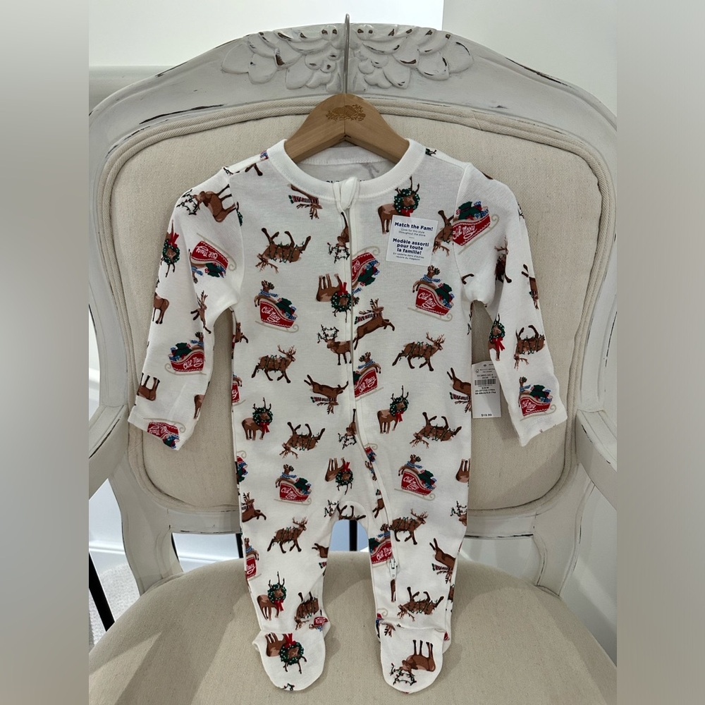 🐇 Baby 3-6 Mth Christmas Holiday Reindeer Cotton Onesie Old Navy NWT